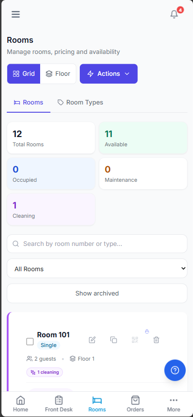 Rooms — BitLegacy mobile
