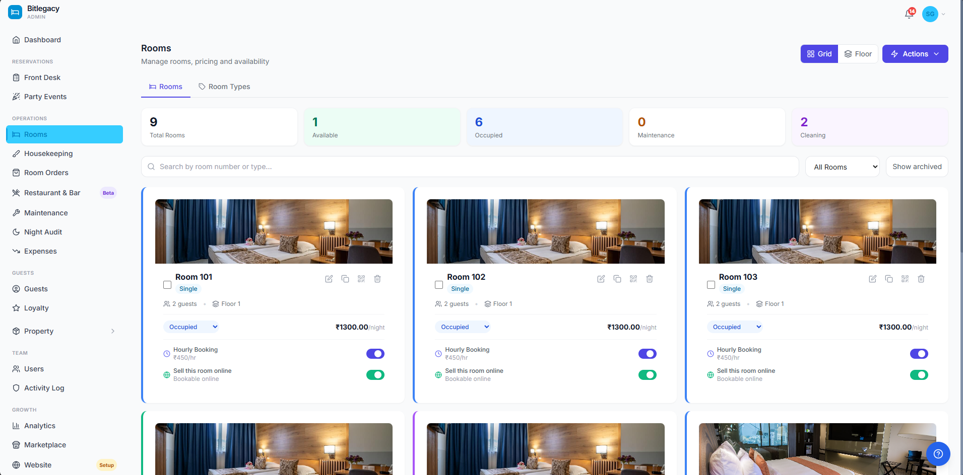 Rooms — BitLegacy admin